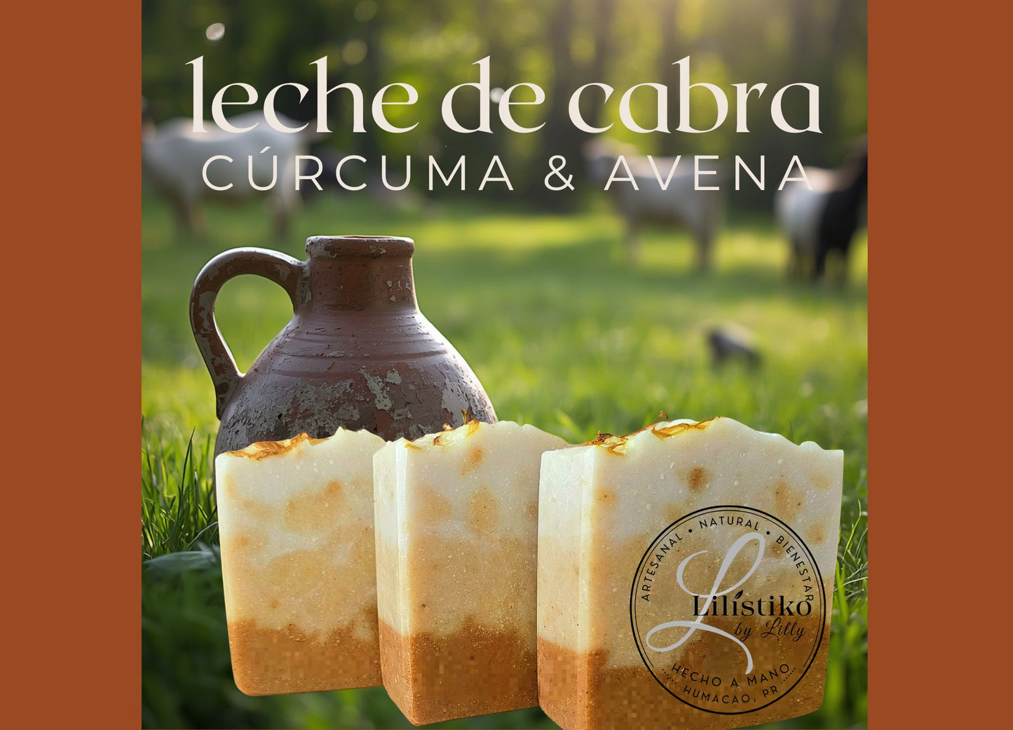 JABÓN DE LECHE DE CABRA, CÚRCUMA Y AVENA